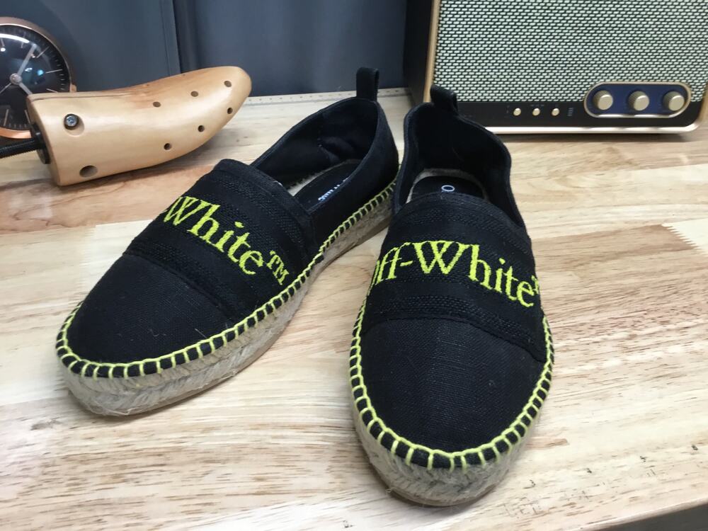 Off-White Bookish Espadrilles Loafer Women 7.5 Black Canvas Slip On Casual Shoes